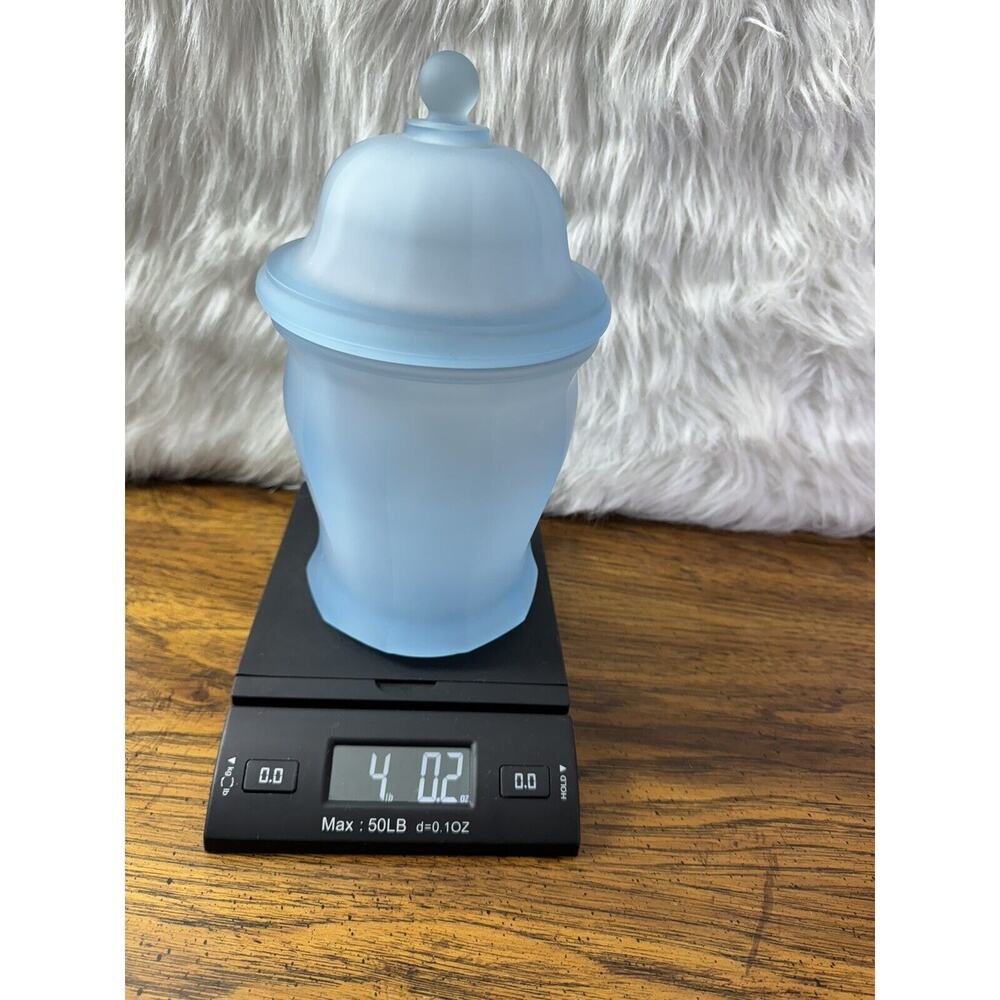 Vintage Indiana Glass Blue Satin Frosted Panel Apothecary Ginger Jar w/‎ Lid - Picture 15 of 15